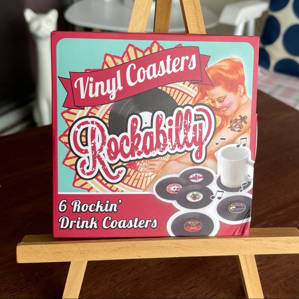 Retro Rockabilly Vinyl Coasters - Picture 1 of 5